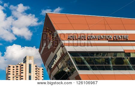 Adelaide Australia - January 3 2016: Adelaide New Convention Centre view from the Montefiore Road on a bright day