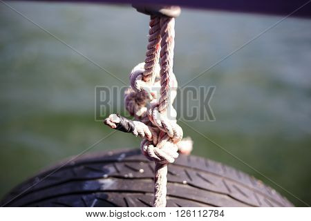 rubber beside boats intended for cushioning the port