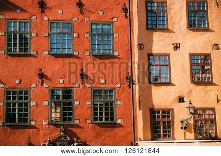 Houses on Stortorget square in Gamla stan Stockholm Sweden