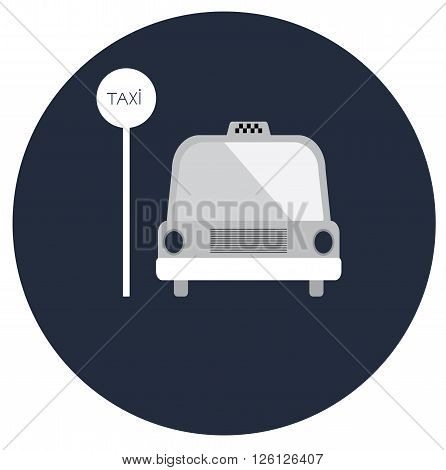 The taxi point icon on a blue background