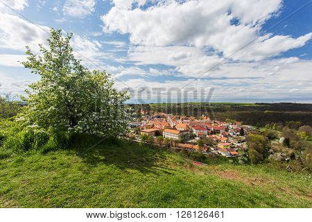 Moravsky Krumlov picturesque town in southern Moravia Czech Republic. Spring view during sunny day.