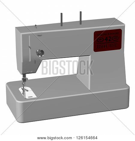 Sewing machine isolated on white background. 3D rendering.