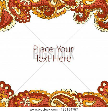 Abstract horisontal paisley border. Good  for page decoration, invitation, greetings cards  or announcements. Copy-space
