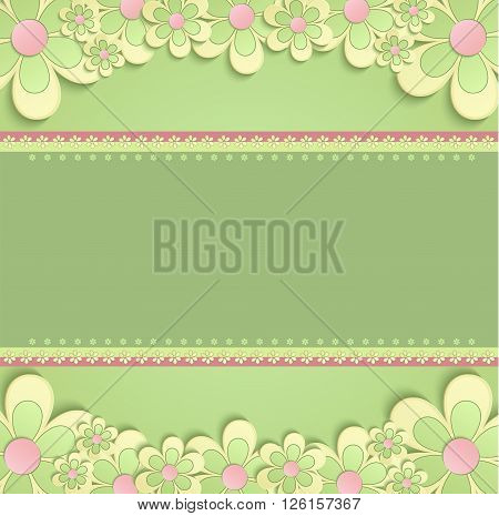 greeting card flowers 3D congratulations green raster