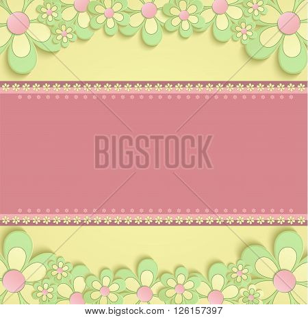 greeting card flowers 3D congratulations yellow pink raster