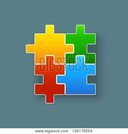illustration of four didderent shape pieces of puzzle colored
