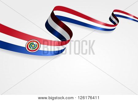 Paraguayan flag wavy abstract background. Vector illustration.