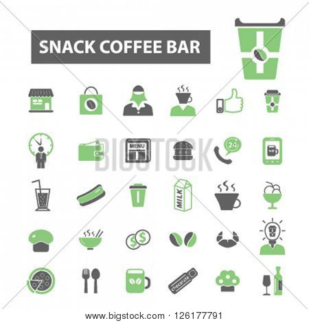 snack coffee bar icons
