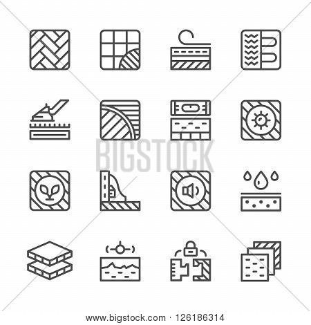 Set line icons of floor isolated on white. Vector illustration