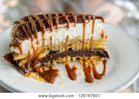 the fresh homemade banoffee pie ready to serve