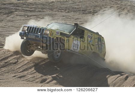 Off-road Truck Competing In A Desert Rally