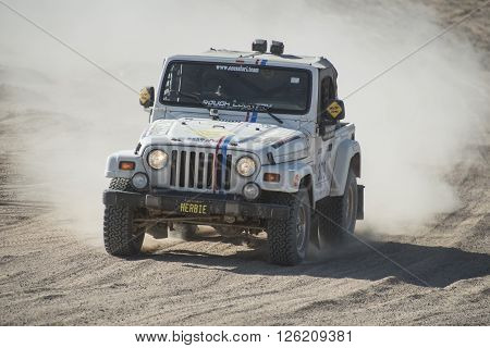 Off-road Truck Competing In A Desert Rally