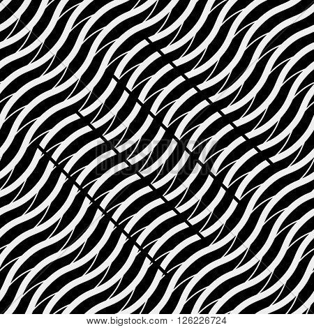 Vector seamless pattern. Modern stylish texture. Repeating geometric tiles with diagonal lines in monochrome