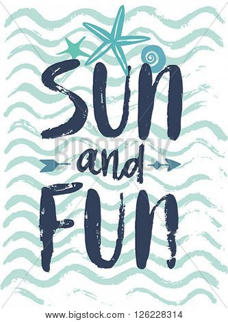 Summer hand drawn calligraphyc card. Vector illustration.