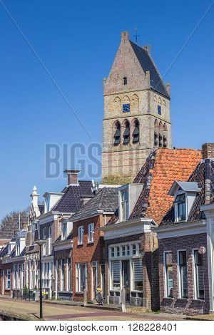 Tower of the Martini church in Bolsward Netherlands