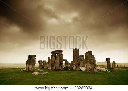 Stonehenge with cloud near London as the National Heritage site of UK.