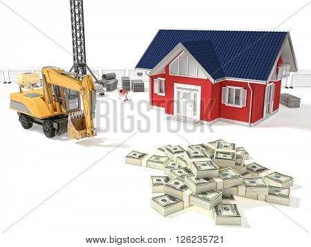 3d model house and construction site