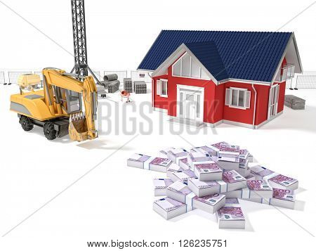 3d model house and construction site