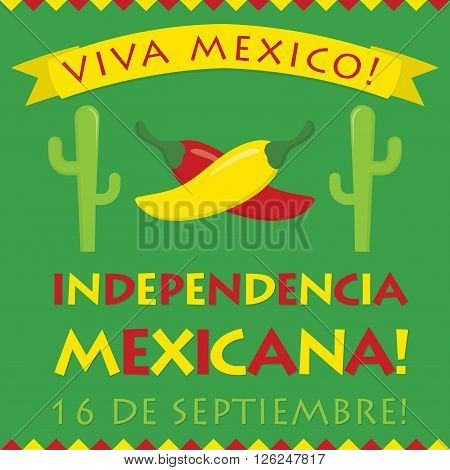 Retro Style Independencia Mexicana (mexican Independence Day) Card In Vector Format.
