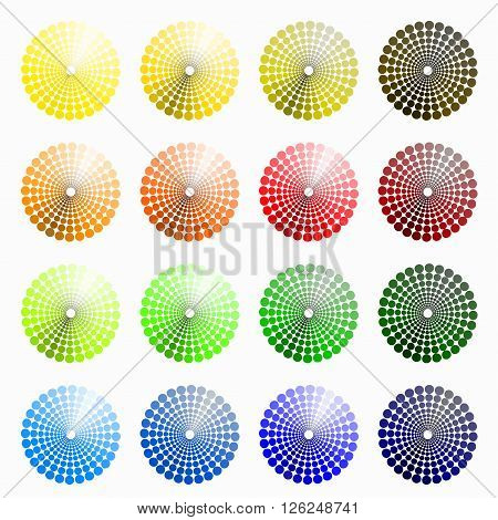a set of circular colored yellow orange. vector illustration