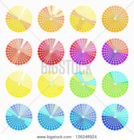 Set circular color different shades of blue. vector illustration