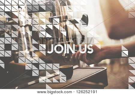 Join Us Follow Us Recruitment Register Concept