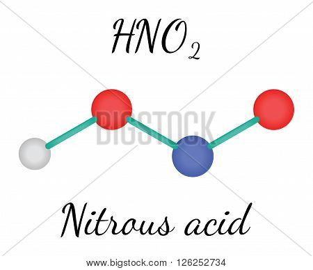 HNO2 nitrous acid 3d molecule isolated on white