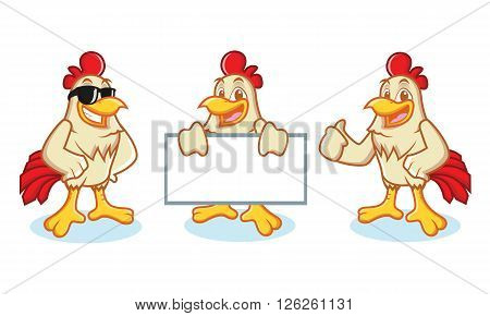Chicken Mascot Vector happy and bring board