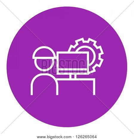 Computerized production line icon.