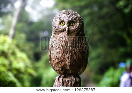 HAKONE, JAPAN, 19-JUL-2015: Owl statue in the public park, Hakone, Japan