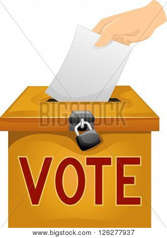 Illustration of a Man Dropping a Ballot in a Ballot Box