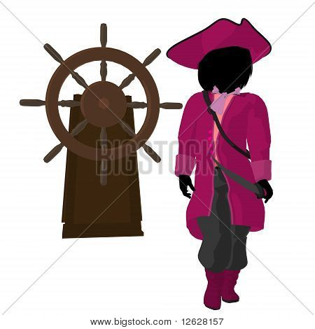 Adolescente pirata ilustração silhueta