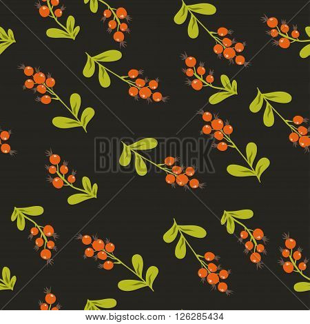 Forest berries. floral seamless pattern with hand painted red berries