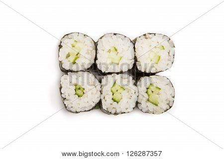 Japanese traditional food rolls on white background