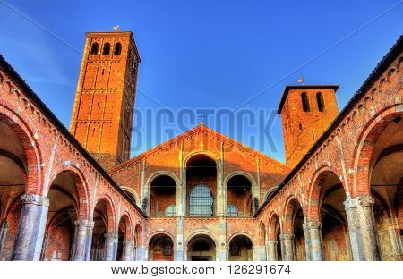 Veiw of the Basilica di Sant'Ambrogio in Milan