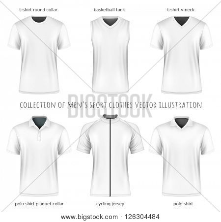 Collection of vector men's sport clothes for your design. Fully editable handmade mesh.