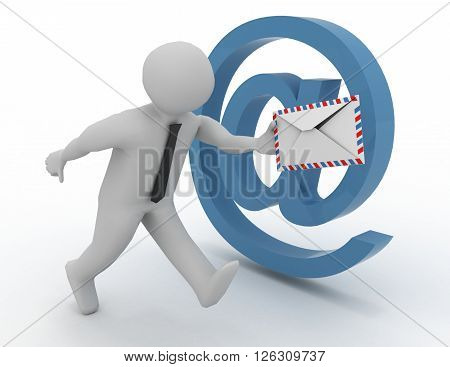 Man running with a letter in his hand