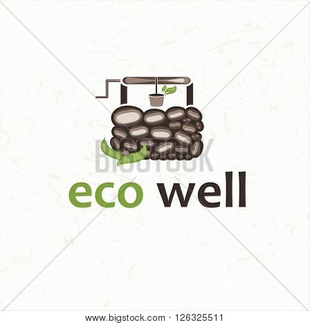 eco well. Concept of graphic clip art work