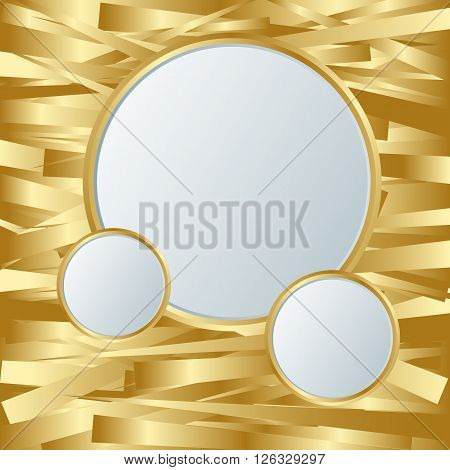 Golden textured backdrop. Abstract glowing shiny background composed of gold stripes. Gold glowing texture. Gold elements. Place for your text or message. Vector illustration
