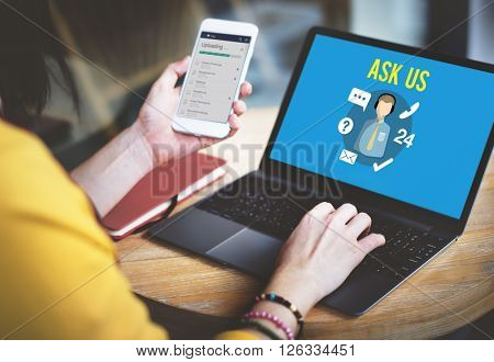 Ask us Buy Online Consult Contact us Customer Support Concept