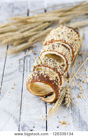 Hungarian a round loaf with peanut and chocolate