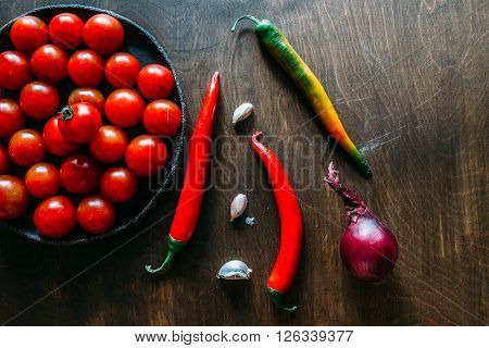 Fresh harvest vegetables on a brown background my favorite vegetables