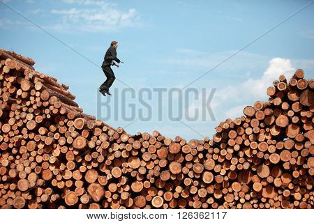 levitation - man hovering to the sky- profile view