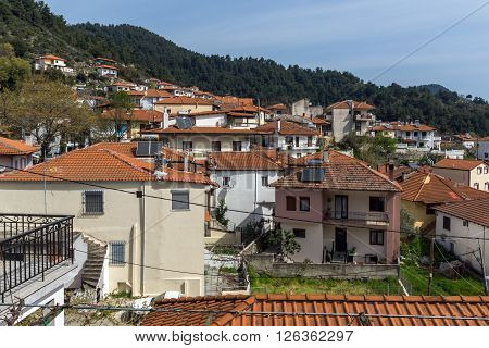 Panoramic view to village of Potamia, Thassos island,  East Macedonia and Thrace, Greece