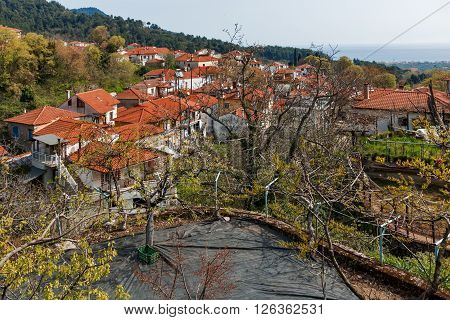 Amazing Panorama to village of Potamia, Thassos island,  East Macedonia and Thrace, Greece