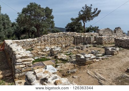 Ruins of ancient village in Archaeological site of Aliki, Thassos island,  East Macedonia and Thrace, Greece