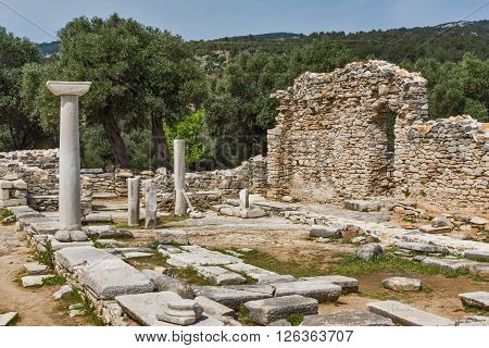 Inside view of  ancient church in Archaeological site of Aliki, Thassos island,  East Macedonia and Thrace, Greece