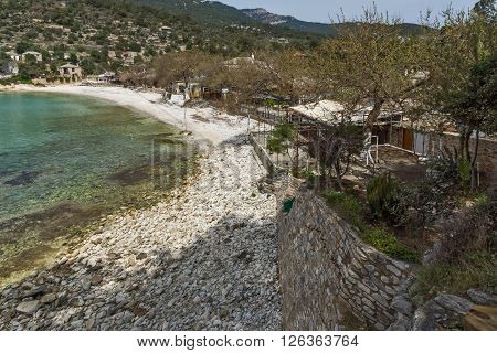 Panoramic view to village and beach of Aliki, Thassos island,  East Macedonia and Thrace, Greece