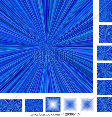 Blue vector ray burst design background set. Different color, gradient, screen, paper size versions.