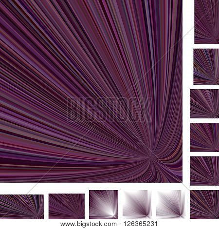 Purple asymmetrical vector ray burst design background set. Different color, gradient, screen, paper size versions.